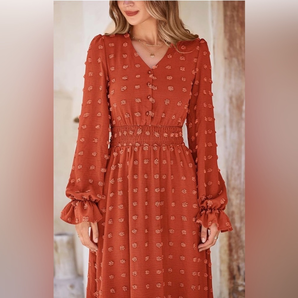 Chic Autumn Floral Long Sleeve Dress - Picture 4 of 5